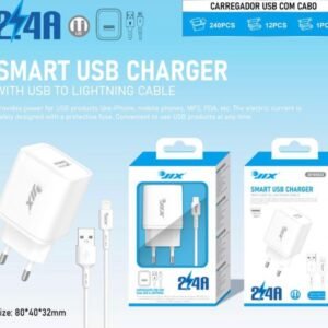 Carregador USB c/ Cabo Lightning 2.4A/1M