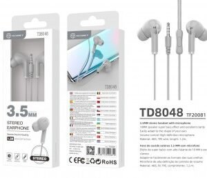 Auscultadores Macaron 3Geracao 3.5Mm Wire Control 1.2M Cinza