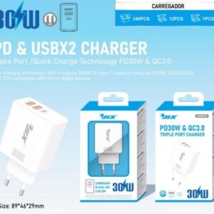 CARREGADOR PD30W + 2×USB –