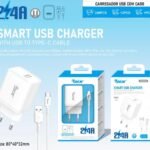 Carregador USB 2.4A com Cabo USB para Type-C