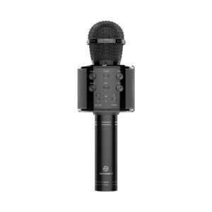 Techancy Microfone Sem Fio KZ1561, karaokê portátil, alto-falante Bluetooth, rádio FM e trocador de voz para diversão