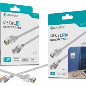 Cabo de Rede Novoteck UTP Cat.5e SE-001 – 1,5m, RJ45,Alta Velocidade 1000 Mbps, 250MHz
