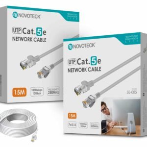 Cabo de Rede Novoteck UTP Cat.5e SE-005 – 15m, RJ45,Alta Velocidade 1000 Mbps, 250MHz