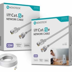 Cabo de Rede Novoteck UTP Cat.5e SE-006 – 20m, RJ45,Alta Velocidade 1000 Mbps, 250MHz