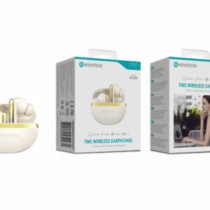 Auriculares Bluetooth TWS Novoteck BT-015 – Estojo de Carregamento Elegante, Design Premium