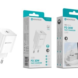 Carregador Rápido USB-C Branco C-022 – 30W PD, Compacto, Compatível com Smartphones e Laptops