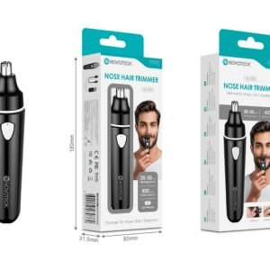 Aparador de Pêlos Nasais Novoteck HE-003 – Recarregável via USB, Para Nariz, Orelhas e Sobrancelhas, 400mAh, 30-50h de Autonomia