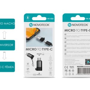 Adaptador NOVOTECK HK-035 de Micro USB para Type-C - Conexão Rápida e Versátil para a Nova Geração de Dispositivos"