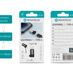 Adaptador de Lightning para Tipo-C - Conexão Rápida e Confiável, Modelo HK-036