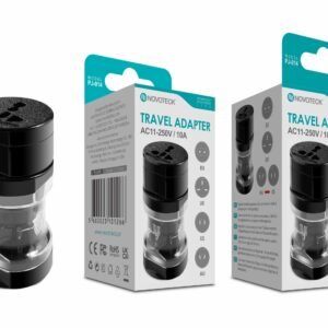 Adaptador de Viagem Universal Novoteck PJ-014 Negro Compatível com EU/UK/US/AU