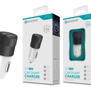 Carregador Automóvel Isqueiro Negro com Duas Portas USB 2.4A Q-001